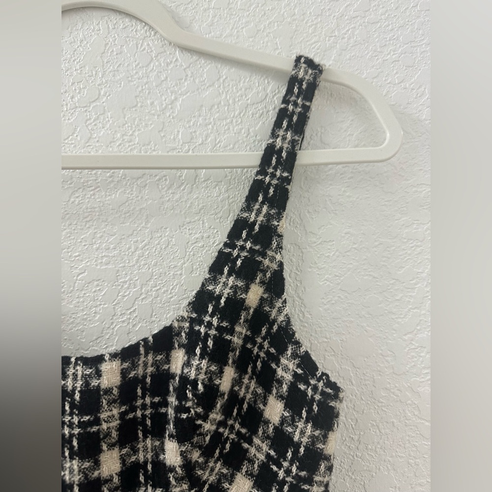 Urban Outfitters Black & White Mini Dress UO Lily Check Tweed Print Form Fitting - Picture 7 of 9